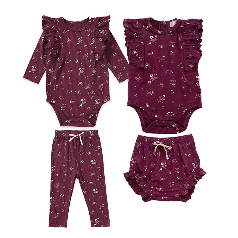 Newborn Baby Girl Romper Floral - 2ชิ้นทารกแรกเกิด0-24เมตรชุดเสื้อผ้าสำหรับเด็กผู้หญิงฤดูใบไม้ผลิฤดูร้อนเสื้อรอมเปอร์ทารก
