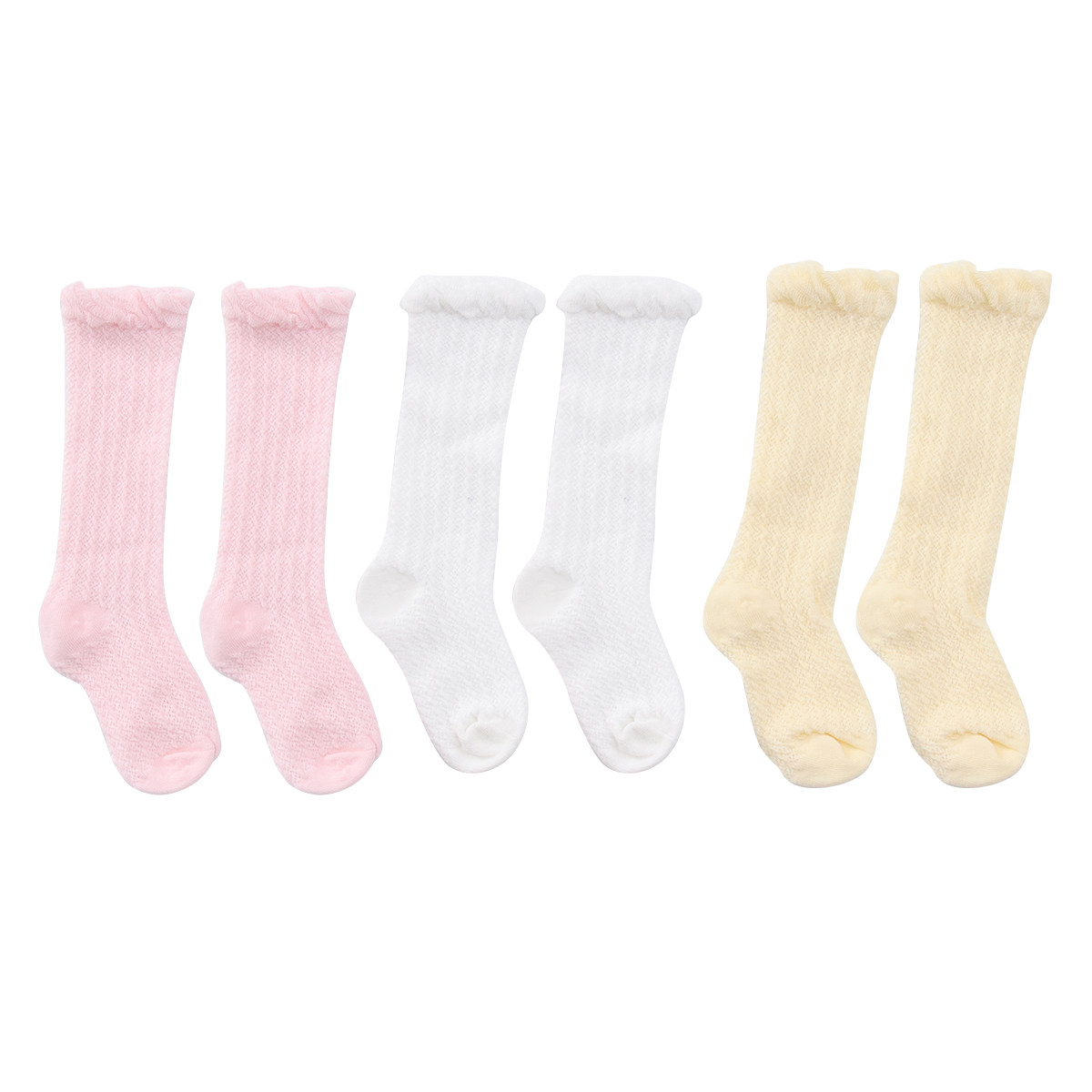 Unisex Baby Socks Non Slip - 3 คู่ ถุงเท้ายาวสำหรับเด็ก ป้องกันยุง ฤดูร้อน ผ้าฝ้าย