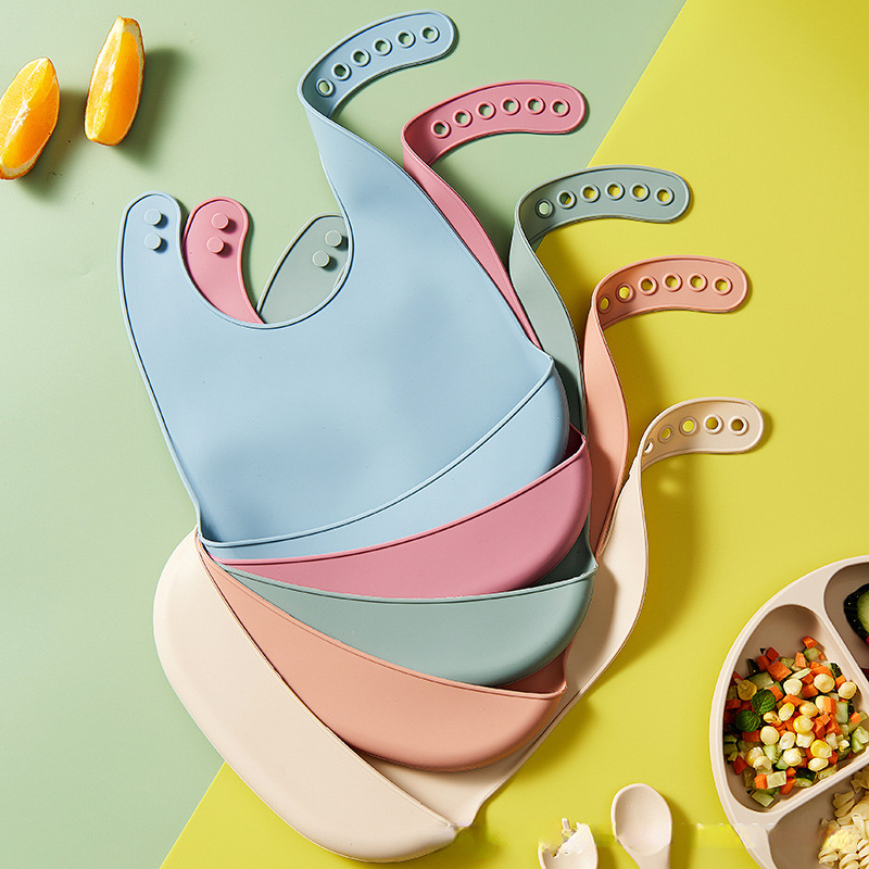 Waterproof Baby Bibs Silicone - เด็กซิลิโคน Bibs ทารกกันน้ํา Bib สีทึบ 6-speed