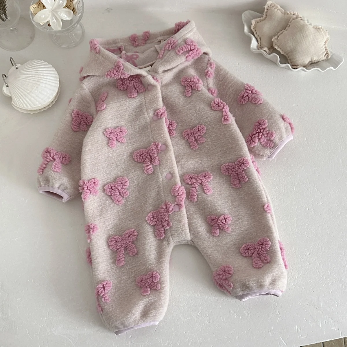 ชุดรอมเปอร์มีฮู้ดสำหรับเด็กผู้ - Newborn Baby Girl Romper Floral บทวิจารณ์และราคา