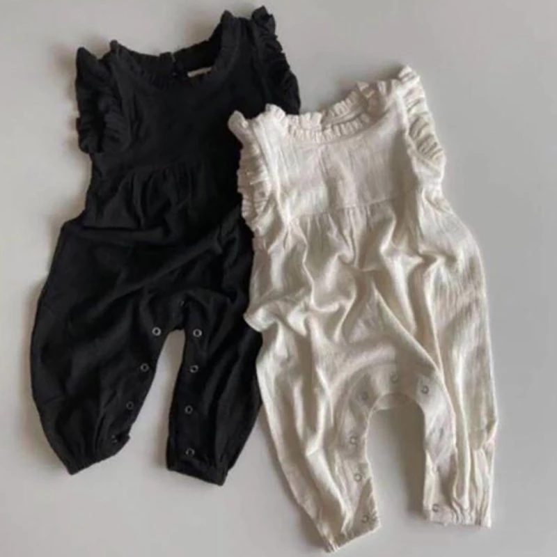 ชุดรอมเปอร์เด็กทารกแบบใหม่สำหร - Baby Summer Linen Sleeveless Jumpsuit บทวิจารณ์และราคา