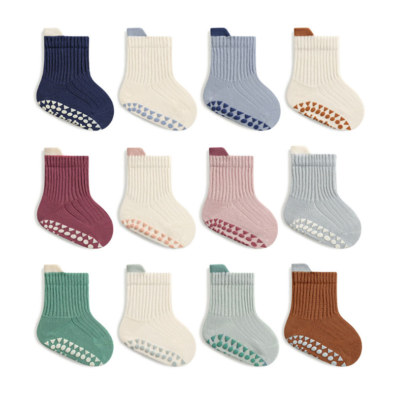 ถุงเท้าผ้าฝ้ายเด็ก 3 คู่เด็กชา - Unisex Baby Socks Non Slip บทวิจารณ์และราคา